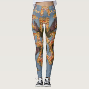 Leggings Hermosa Increíble Divertida jirafa azul Hakuna Mat