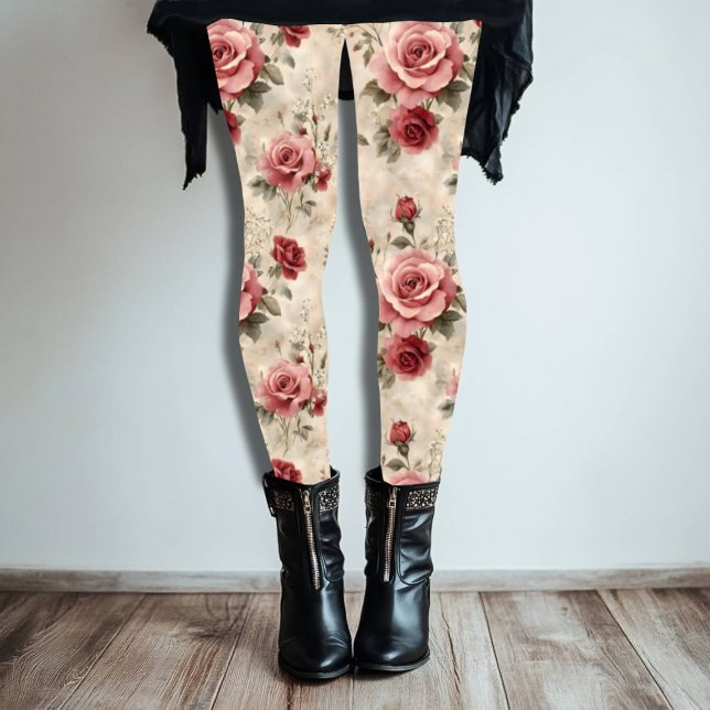 Leggings Hermosa pintura romántica rosa rosa rosa (Subido por el creador)