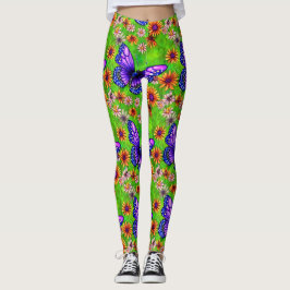 Leggings Hermosa pradera de mariposa morada