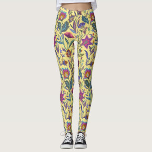 Leggings Hermosa victoriana floral para su amarillo
