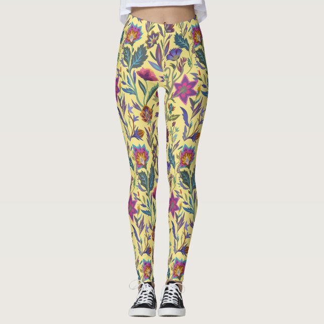 Leggings Hermosa victoriana floral para su amarillo (Anverso)