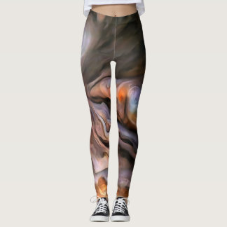 Leggings Hermosamente inquietante abstracto en ocre y marró