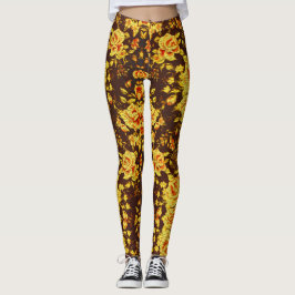 Leggings Hermosas flores amarillas vintage