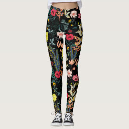 Leggings Hermosas flores coloridas y plantas botánicas