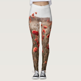 Leggings hermosas flores de amapola