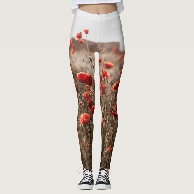Leggings hermosas flores de amapola (Anverso)