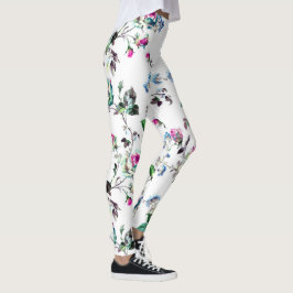 Leggings Hermosas flores de rosa y azul