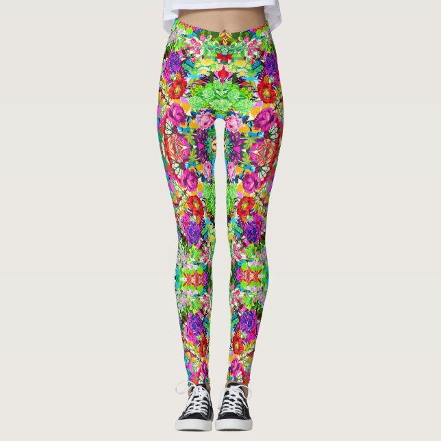 Leggings Hermosas flores mágicas de color (Anverso)
