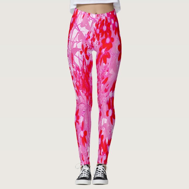 Leggings Hermosas Flores Rojas (Anverso)