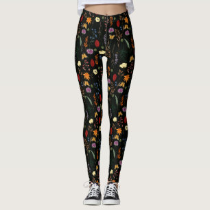 Leggings Hermosas flores silvestres y mariposas