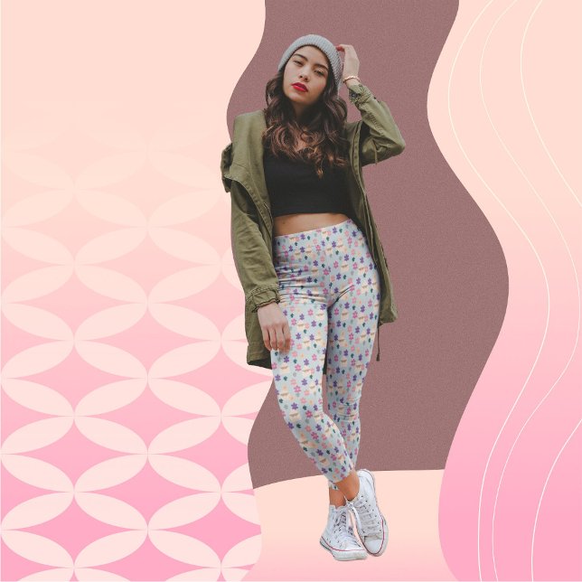 Leggings Hermosas flores y sobres Patrón de piernas (Subido por el creador)