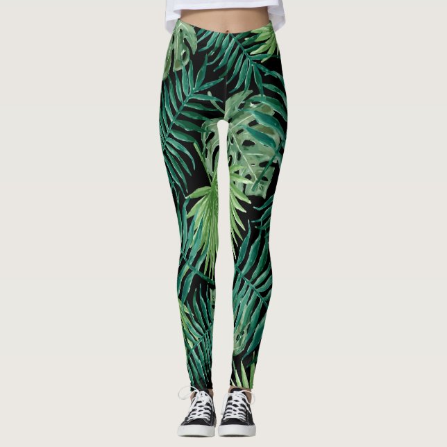 Leggings Hermosas hojas de palmera (Anverso)