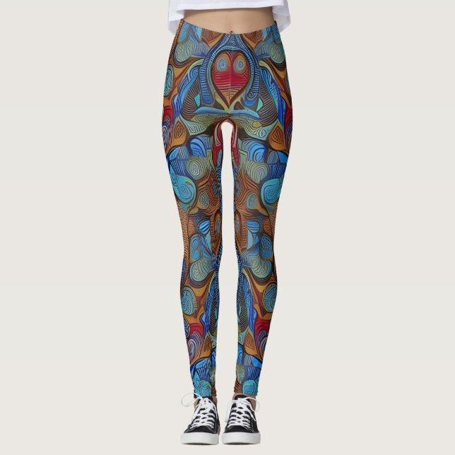 Leggings Hermosas legiones de arte abstracto tradicionales (Anverso)