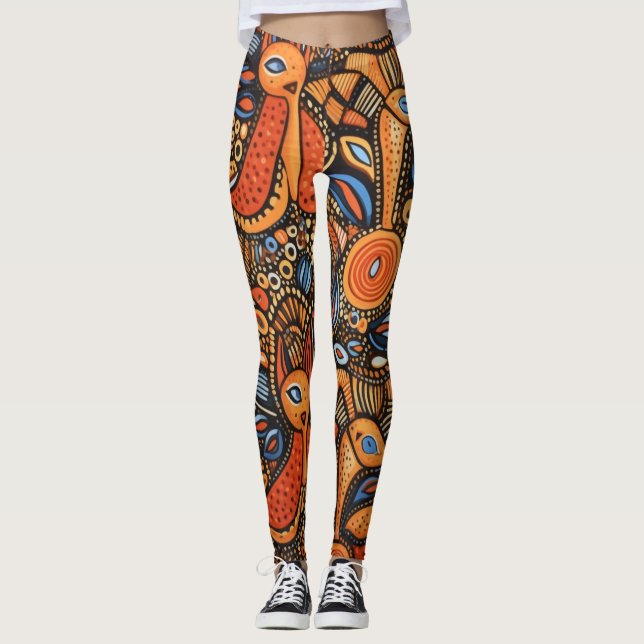 Leggings Hermosas legiones de arte abstracto tradicionales (Anverso)
