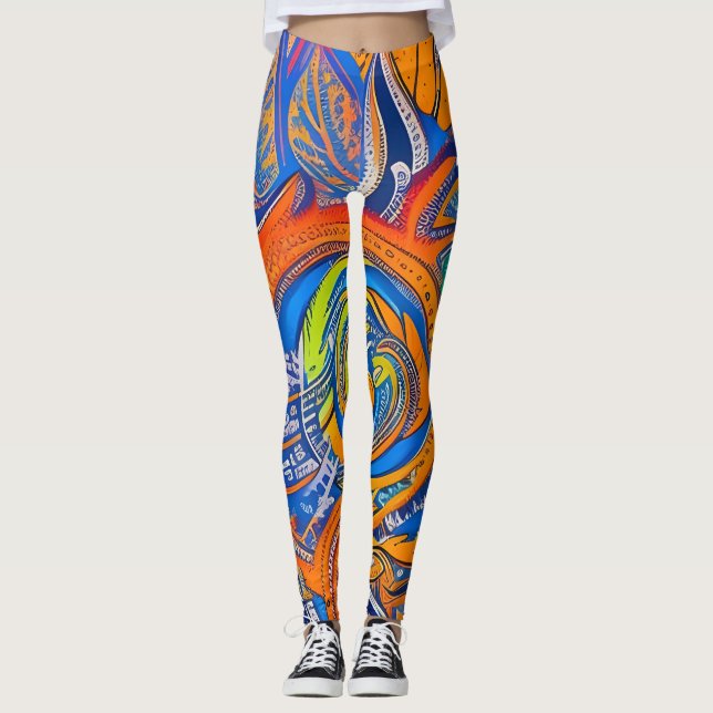 Leggings Hermosas legiones de arte abstracto tradicionales (Anverso)