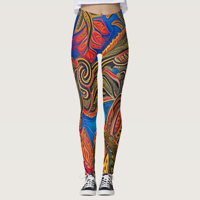 Leggings Hermosas legiones de arte abstracto tradicionales (Anverso)