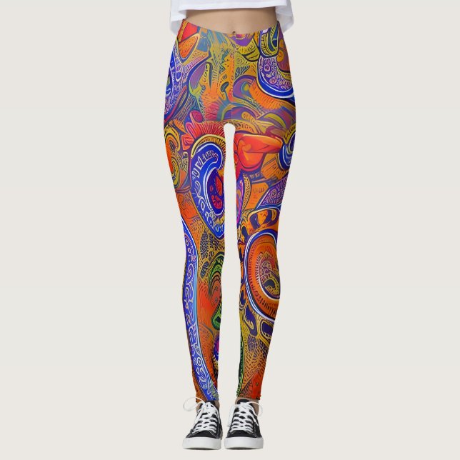 Leggings Hermosas legiones de arte abstracto tradicionales (Anverso)