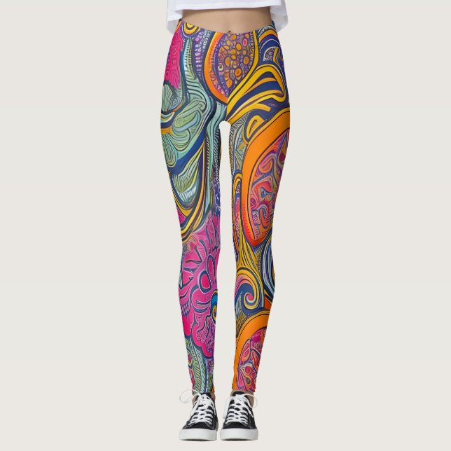 Leggings Hermosas legiones de arte abstracto tradicionales (Anverso)