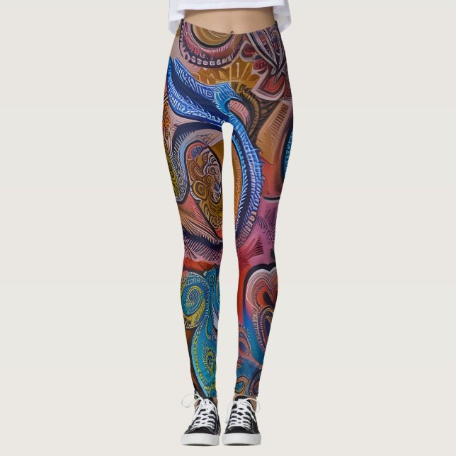 Leggings Hermosas legiones de arte abstracto tradicionales (Anverso)