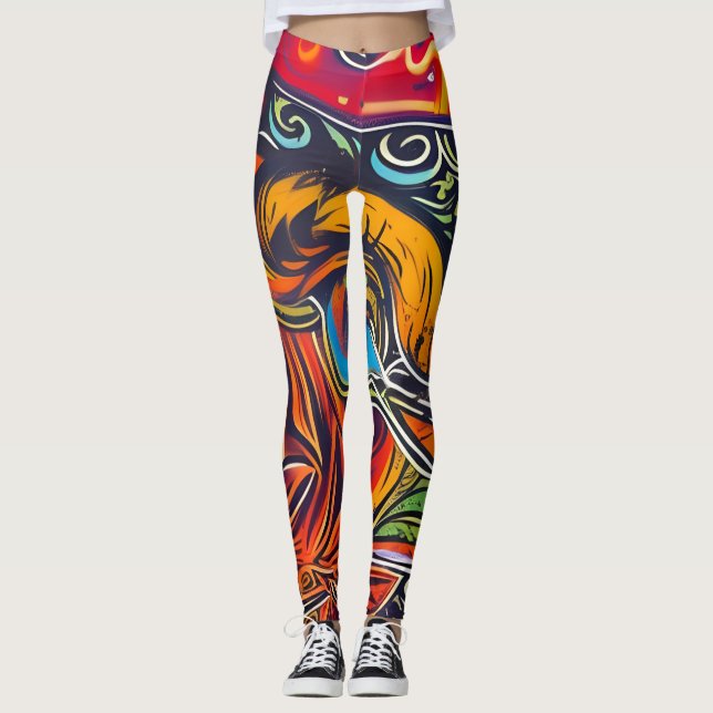 Leggings Hermosas legiones de arte abstracto tradicionales (Anverso)