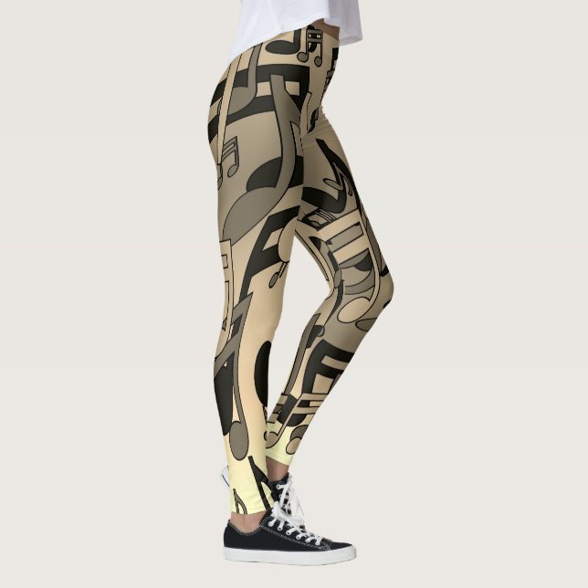 Leggings Hermosas Notas Musicales Sepia Animadas (Derecha)