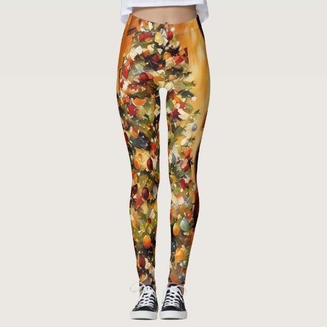 Leggings Hermosas piernas de árbol de Navidad (Anverso)