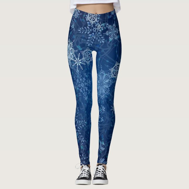 Leggings ¡Hermosas piernas de copos de nieve azules! (Anverso)