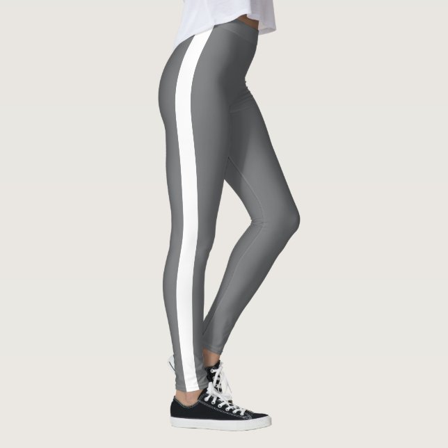 Leggings Hermosas piernas de rayas blancas grises (Derecha)