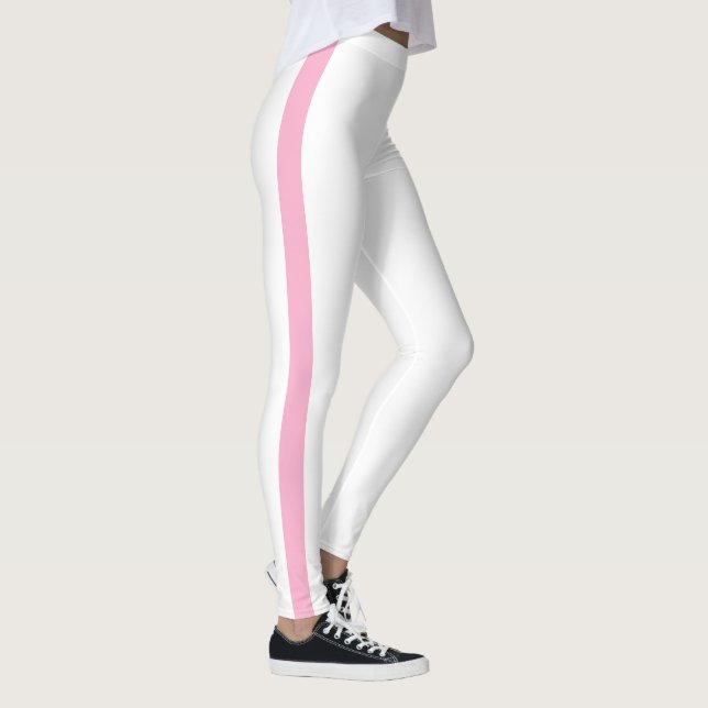 Leggings Hermosas piernas de rayas rosadas blancas (Derecha)