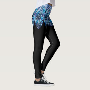 Leggings Hermosas plumas Leggi Exótica Mini Falda - Negro