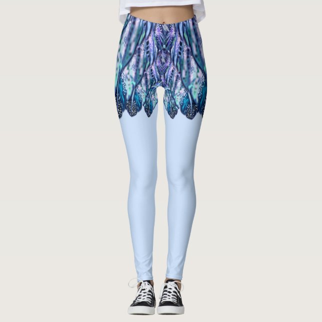 Leggings Hermosas plumas - Mini falda exótica - Azul (Anverso)