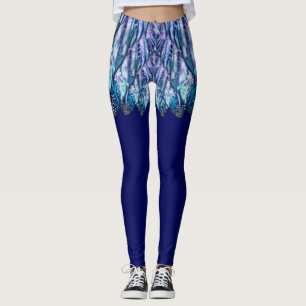 Leggings Hermosas plumas - Mini falda exótica - azul