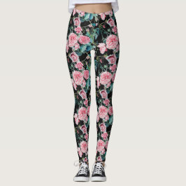 Leggings Hermosas rosas antiguas rosas pequeñas piernas ros