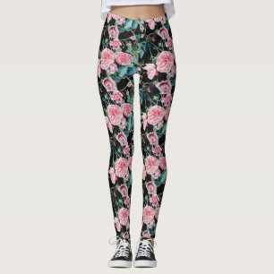 Leggings Hermosas rosas antiguas rosas pequeñas piernas ros