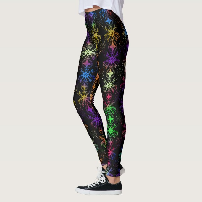 Leggings Hermoso Colorido Floral Antiguo Inglés Diseñado (Izquierda)
