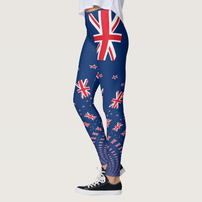 Leggings Hermoso diseño de arte con bandera de Nueva Zeland (Izquierda)