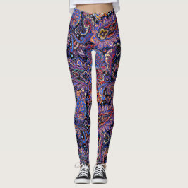Leggings Hermoso diseño de estampado paisley lavanda púrpur