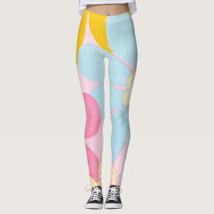 Leggings Hermoso diseño de flores de color fresco