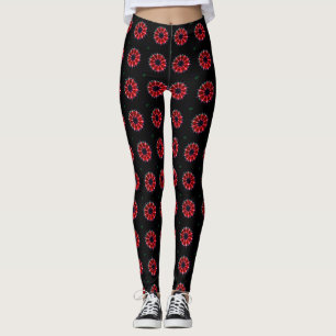 Leggings hermoso diseño de patrones de polkadot floral gran