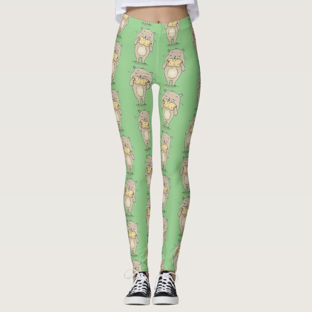 Leggings Hermoso hámster con una sonrisa alegre con cacahue (Anverso)