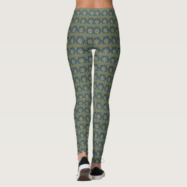 Leggings Hermoso Mandala Forest Green Abstract Geometric DI (Reverso)