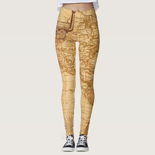 Leggings Hermoso mapa antiguo (Anverso)
