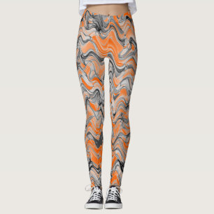 Leggings Hermoso Naranja Brillante Wavy Curvy Lin Pattern