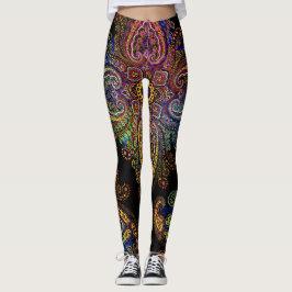Leggings Hermoso Paisley Multicolor sobre Negro