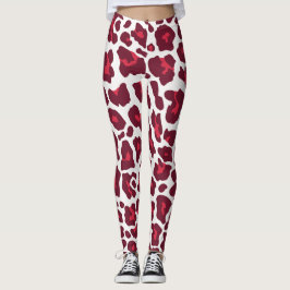 Leggings Hermoso patrón animal leopardo de las rosas rojas