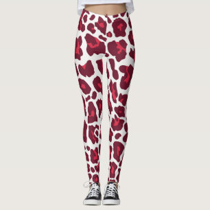 Leggings Hermoso patrón animal leopardo de las rosas rojas