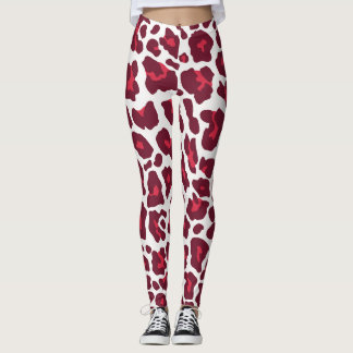 Leggings Hermoso patrón animal leopardo de las rosas rojas