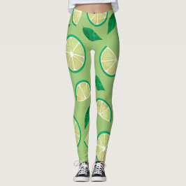 Leggings Hermoso patrón de color verde limón retro