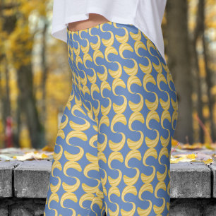 Leggings Hermoso patrón de curvas azules y doradas