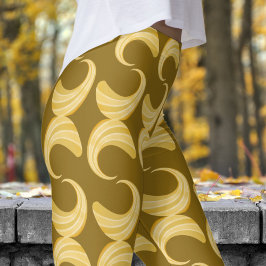 Leggings Hermoso patrón de curvas de oro oscuro y oro